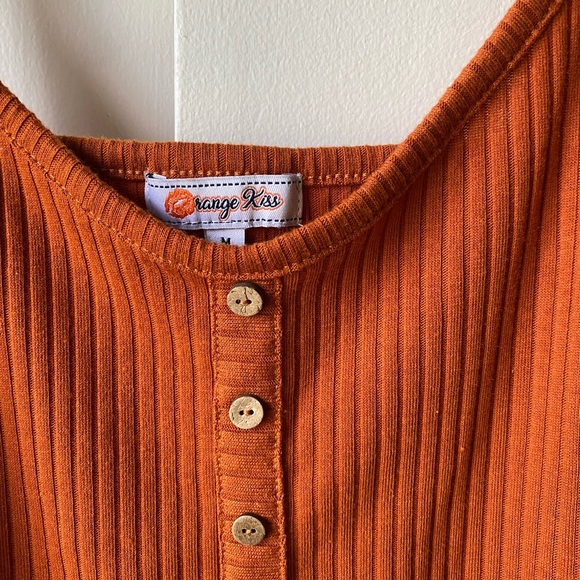 Orange Kiss Tank Top Spaghetti Straps Burnt Orange Medium Womens - Picture 2 of 6